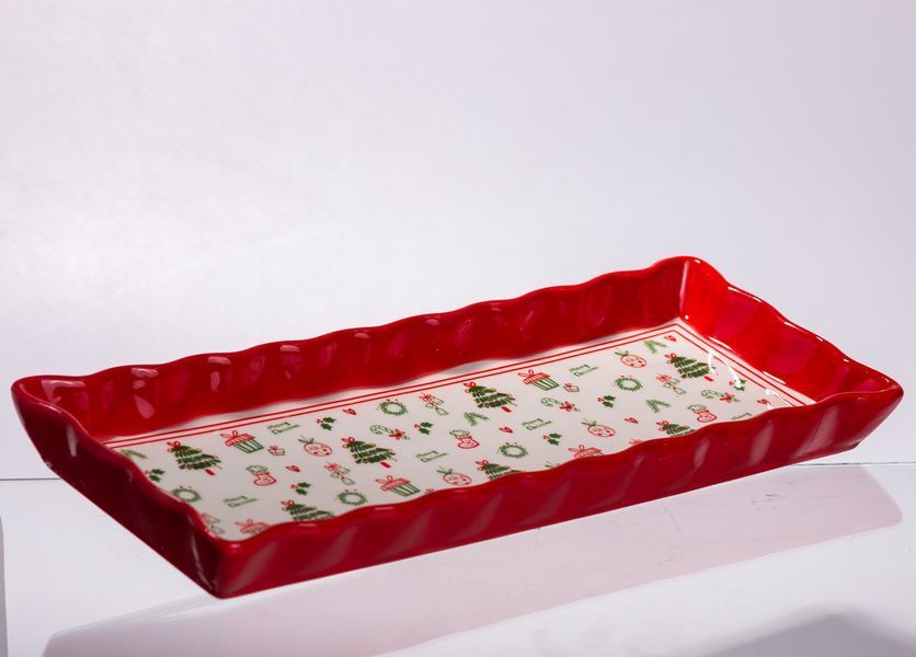 Сервірувальне новорічне блюдо для закусок Merry Christmas 36,5&times;13&times;3 (см) з порцеляни CR-1-16 CR-1-16 фото