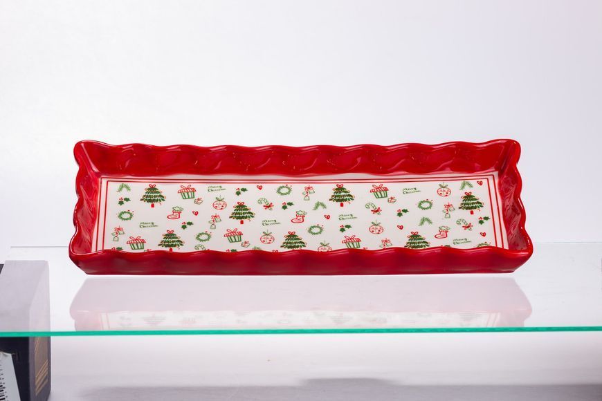 Сервірувальне новорічне блюдо для закусок Merry Christmas 36,5&times;13&times;3 (см) з порцеляни CR-1-16 CR-1-16 фото