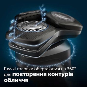 Бритва електр. Philips роторна Series 5000, 9Вт, бритв.головок-3, Li-Ion, сух.+волог., тример, чорно-зелений S5884/50 фото