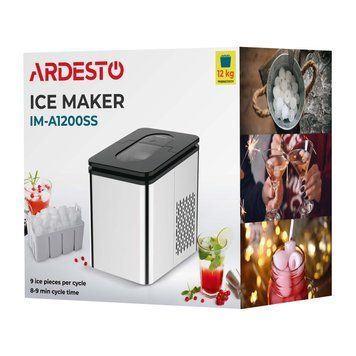 Льодогенератор побутовий ARDESTO, 12кг/добу, 1.8л, нерж IM-A1200SS фото