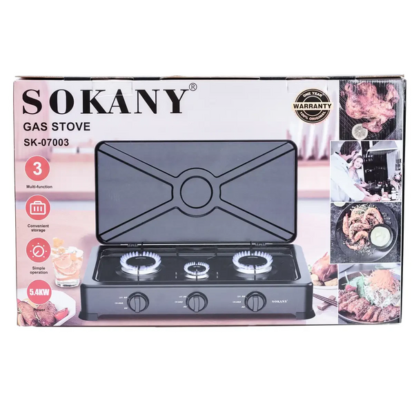 Газова плита настільна на 3 конфорки Sokany під балонний газ Lugi SK-07003 SK-07003 фото
