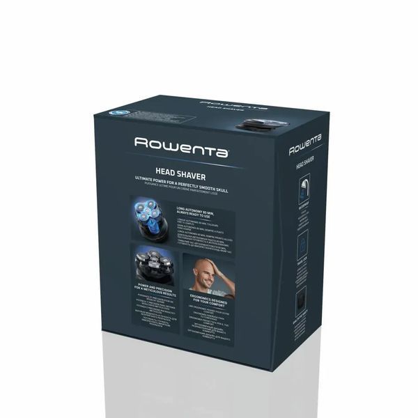 Бритва електр. для голови Rowenta роторна Gentle Bald, бритв.головок-5, Li-Ion, сух.+волог., чорно-синій TN3110E0 фото
